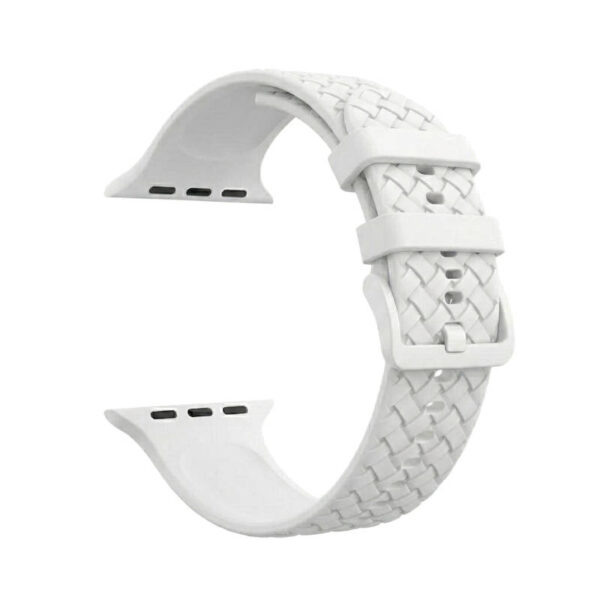 Malla de reloj de silicona trenzada blanca MODS-767 - en vista lateral