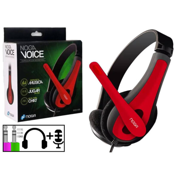 Auriculares vincha con micrófono Noga NGV-400 - rojo Auriculares vincha con micrófono Noga NGV-400 - rojo