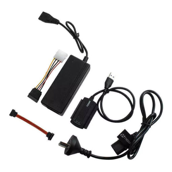 Cable USB a IDE SATA con transformador 5v 12v 2A Noga HE-2020 3.0 - contenido de la caja Cable USB a IDE/SATA con transformador 5v 12v 2A Noga HE-2020 3.0