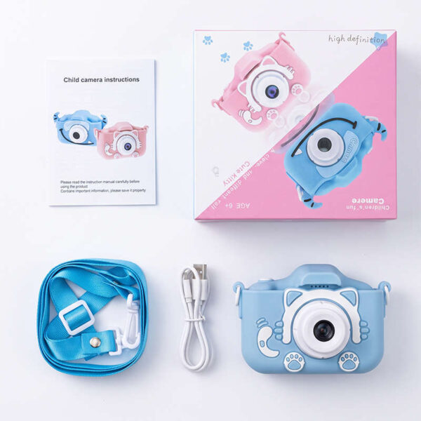 Cámara digital infantil JS-46 - celeste - caja y contenido Cámara digital infantil JS-46 - celeste - caja y contenido