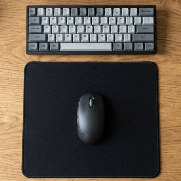 Mouse pad negro liso 25x21x0.2cm AJ L-16 - ejemplo de uso Mouse pad negro liso 25x21x0.2cm AJ L-16 - ejemplo de uso