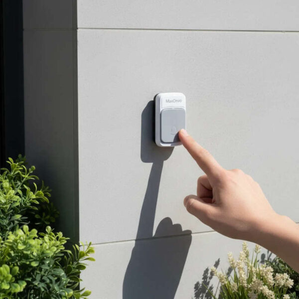 Timbre inalámbrico blanco MaxOnvo - ejemplo de uso Timbre inalámbrico blanco MaxOnvo