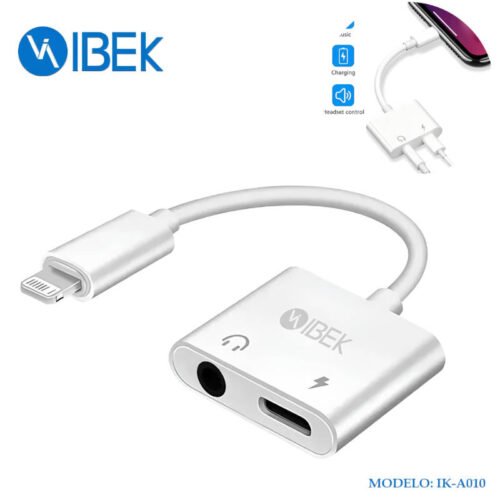 Adaptador Lightning a jack 3.5mm y USB C de carga Ibek IK-A010 Adaptador Lightning a jack 3.5mm y USB C de carga Ibek IK-A010