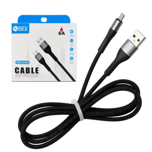 Cable USB tipo C 6A Ibek CB-2605 - negro