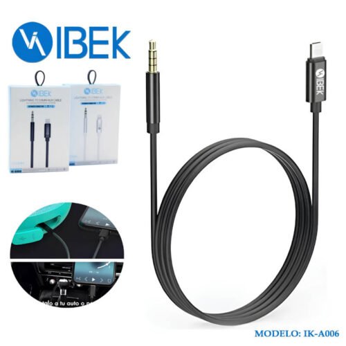 Cable adaptador auxiliar miniplug 3.5mm a Lightning iPhone Ibek IK-A006 Cable adaptador auxiliar miniplug 3.5mm a Lightning iPhone Ibek IK-A006
