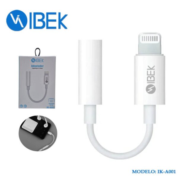 Cable adaptador jack 3.5mm a Lightning Ibek IK-A001