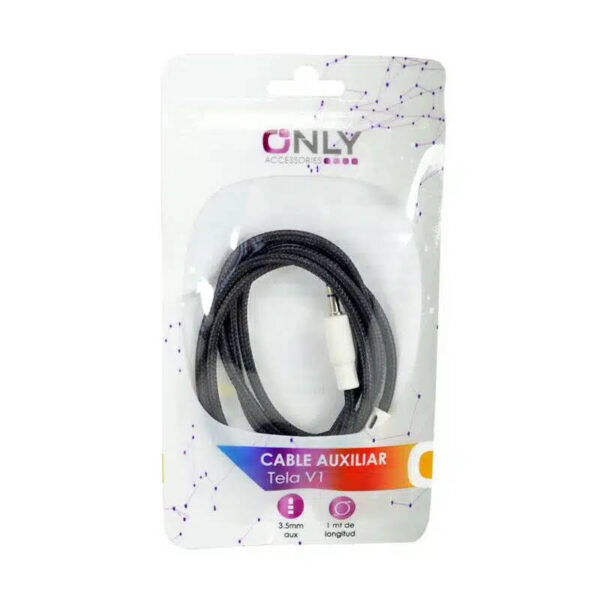 Cable auxiliar miniplug 3.5mm telado 1 metro Only MOD005 - negro - bolsa Cable auxiliar miniplug 3.5mm telado 1 metro Only MOD005 - negro - bolsa