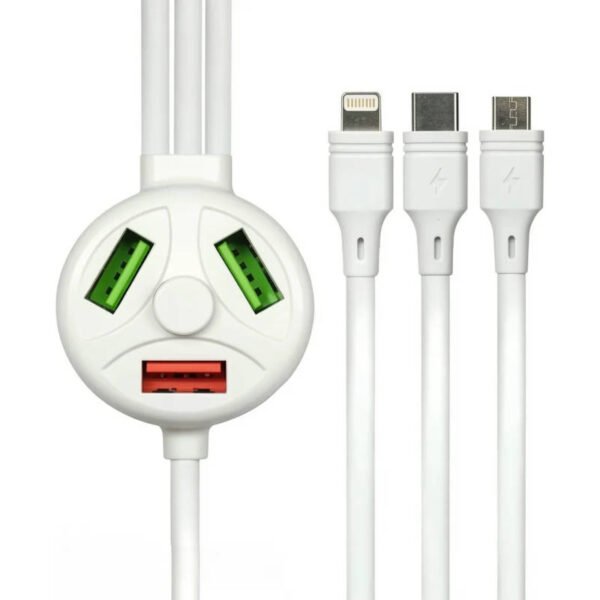 Cable multifunción 6 en 1 Ibek CB-26310 - blanco Cable multifunción 6 en 1 Ibek CB-26310 - blanco