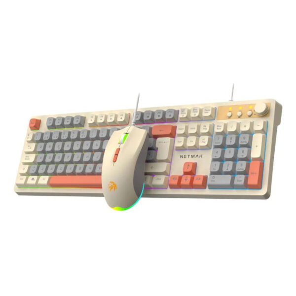 Combo de mouse y teclado retroiluminado Netmak NM-TM34 - vista ligeramente lateral Combo de mouse y teclado retroiluminado Netmak NM-TM34 - vista ligeramente lateral