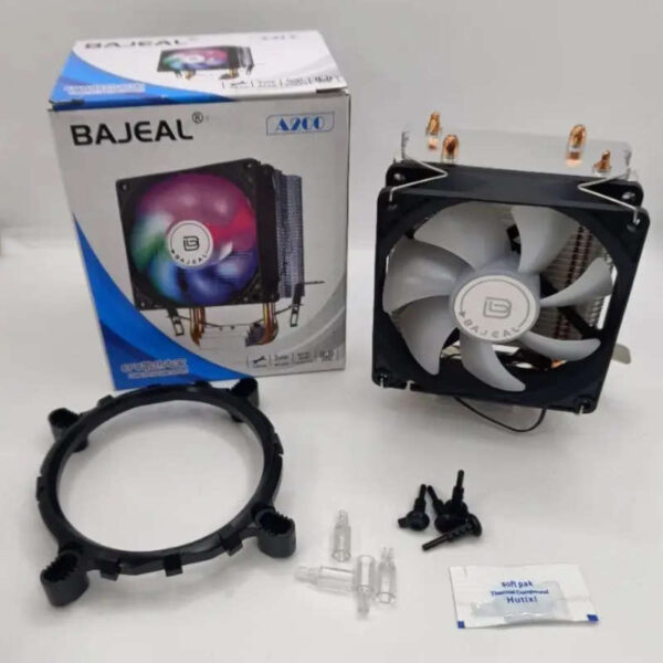Cooler CPU RGB 90x90x25mm Bajeal A200 - contenido de la caja