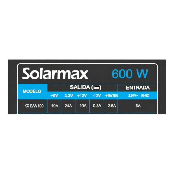 Fuente PC miniATX 600W Solarmax KC-EAA600 - etiqueta Fuente PC miniATX 600W Solarmax KC-EAA600 - etiqueta