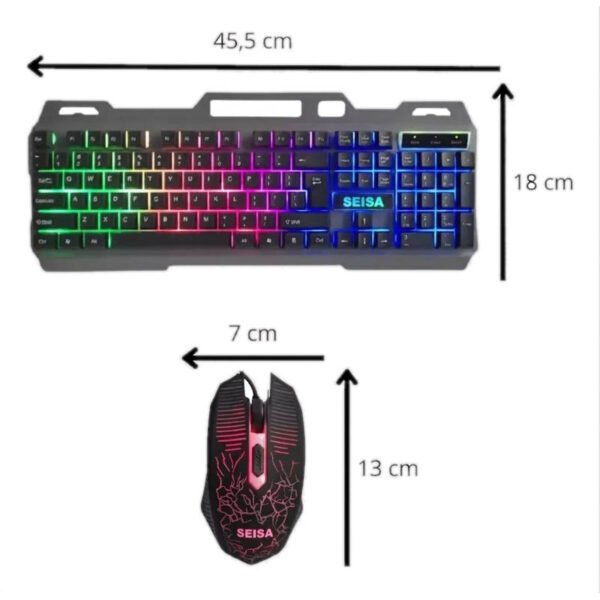 Combo de mouse y teclado USB gamer Seisa CMK-198 - dimensiones Combo de mouse y teclado USB gamer Seisa CMK-198 - dimensiones