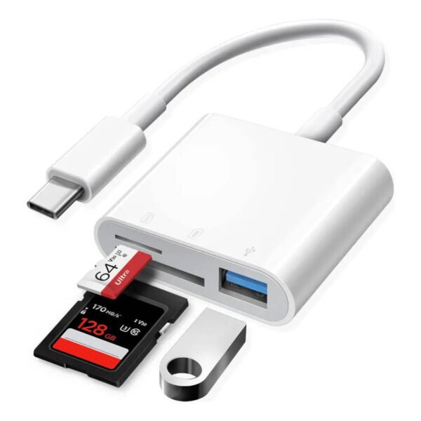 Hub USB tipo C 3 en 1_ SD + TF + USB 3.0 Fulltotal - ejemplo de conexiones Hub USB tipo C 3 en 1_ SD + TF + USB 3.0 Fulltotal - ejemplo de conexiones