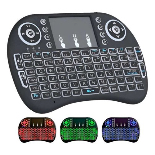Miniteclado inalámbrico recargable con luces Yelandar A8000 - apagado y versiones encendidas en colores Miniteclado inalámbrico recargable con luces Yelandar A8000 - apagado y versiones encendidas en colores